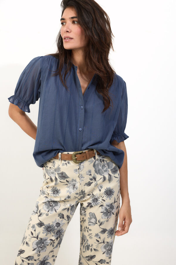 Slowlove Blusa dobby fluida Azul