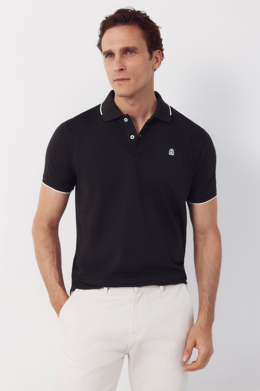 Polo COOLMAX® cuello jacquard