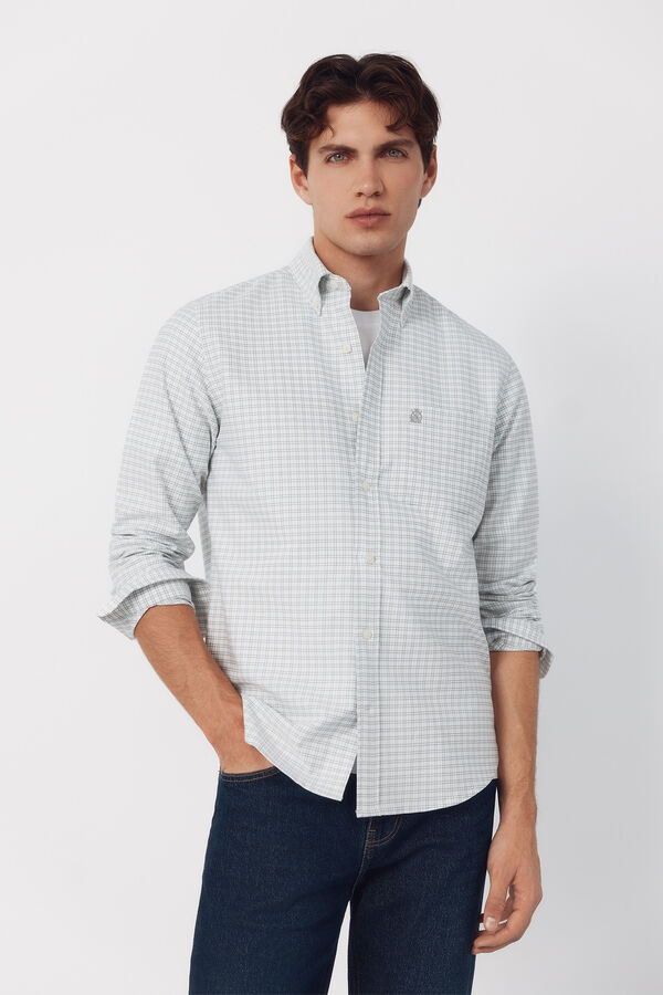 Cortefiel Camisa oxford cuadros Verde oscuro
