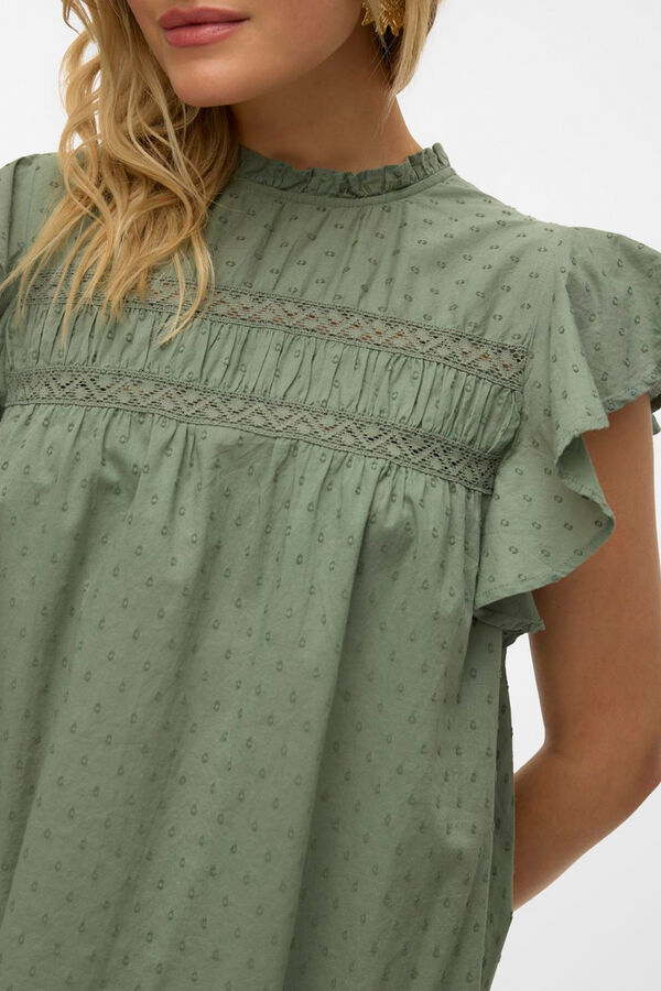 Vero Moda Fluid round neck blouse Dark green