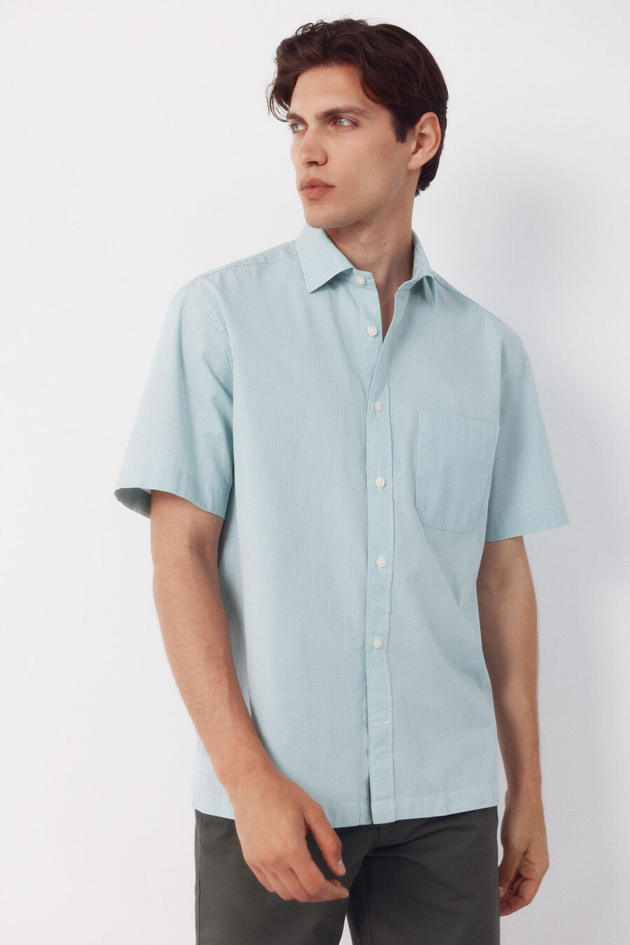 Camisa cuadro vichy manga corta