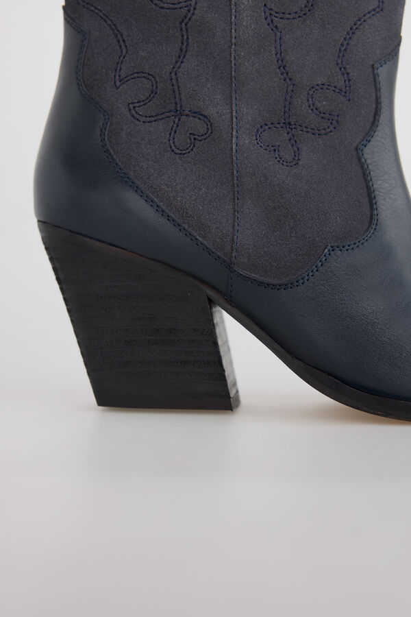 Slowlove Bota de pele e croute Cinzento