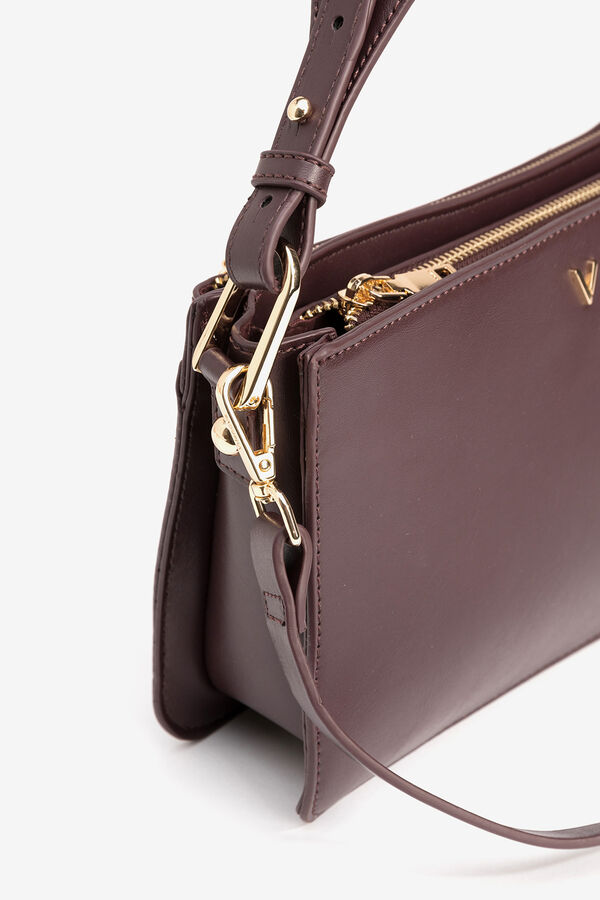 Vilanova Mala com efeito de couro e bolso Castanho