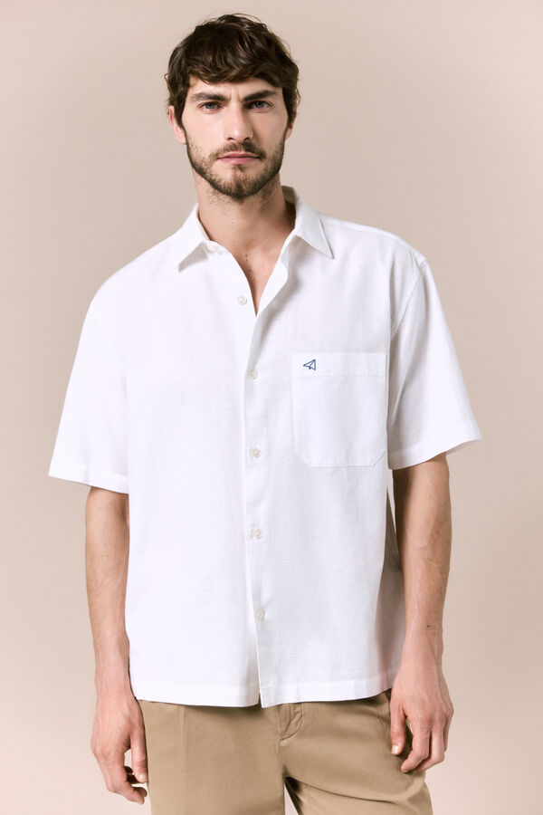 OOTO Camisa lino manga corta Blanco