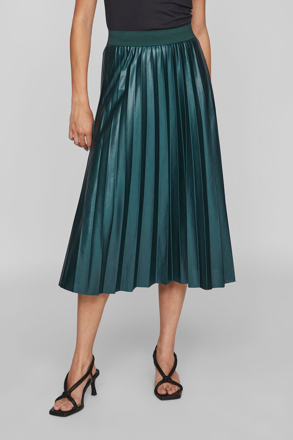 Vila Pleated midi skirt Green