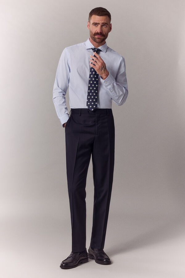 OOTO Camisa rayas popel&iacute;n manga larga Azul