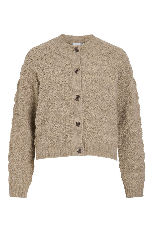 Vila Buttoned jersey-knit cardigan with wool Nude