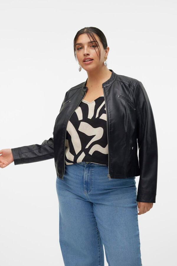Vero Moda Curve Faux leather jacket plus size Black