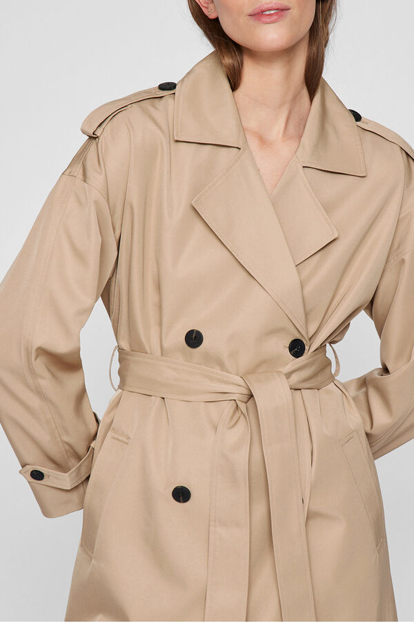 Vila Long knotted trench coat Beige