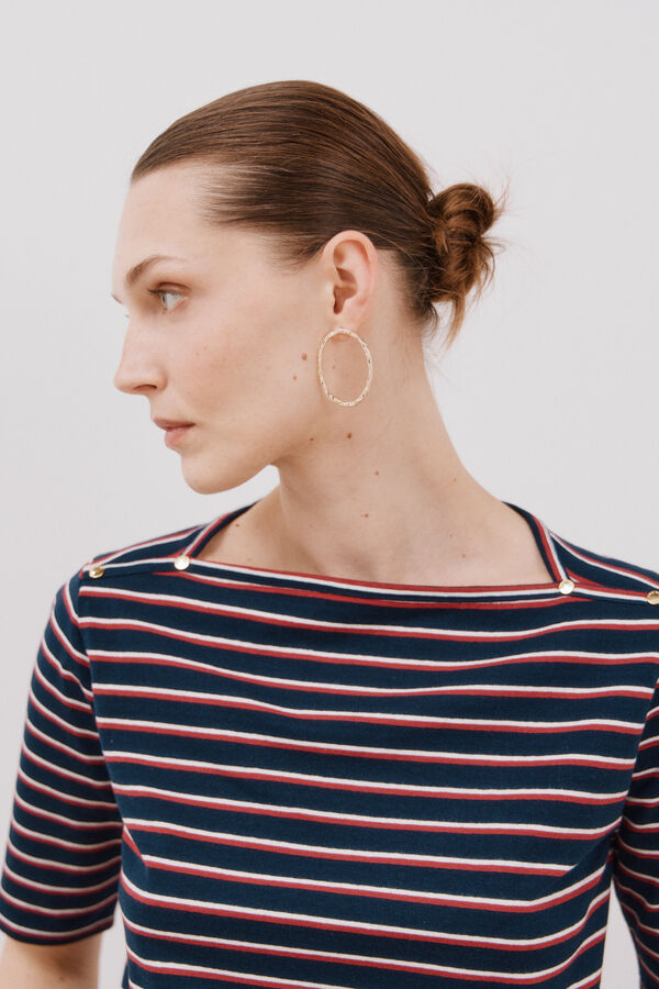 Cortefiel Camiseta b&aacute;sica escote barco Estampado azul