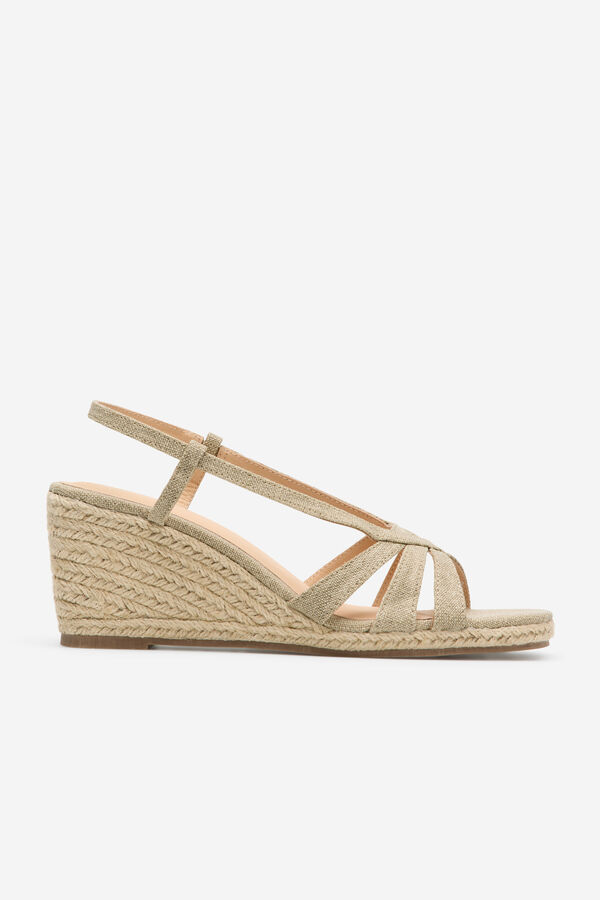 Cortefiel Sand&aacute;lia espadrille com salto plataforma Tostado