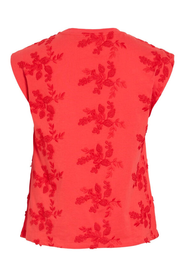 Vila Top sin mangas con bordados de algod&oacute;n Coral