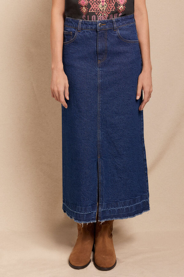 Slowlove Saia Comprida Denim Azul