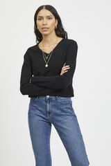 Vila Jersey de punto cuello en V de viscosa Negro