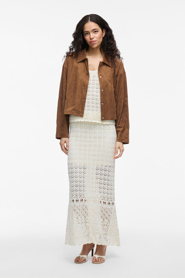 Vila Chaqueta antelina abotonada Marr&oacute;n