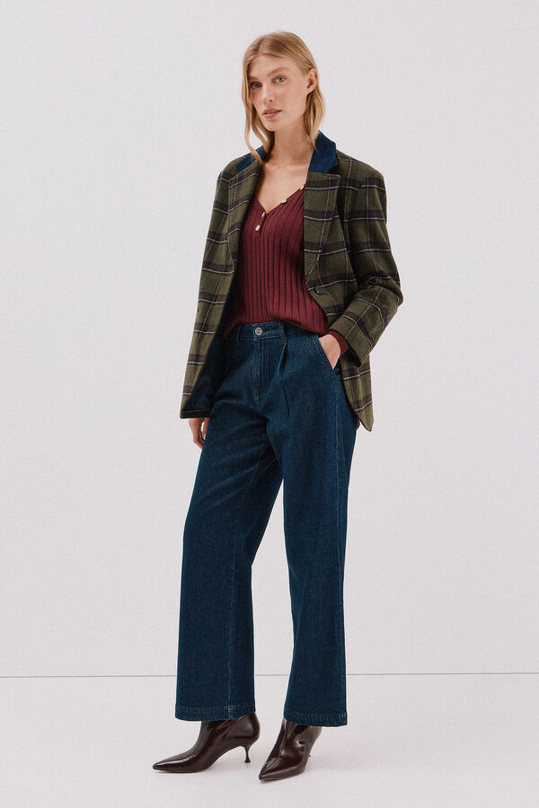 Cortefiel Jersey pico botones Vino