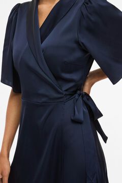 Vila Vestido midi acetinado cruzado