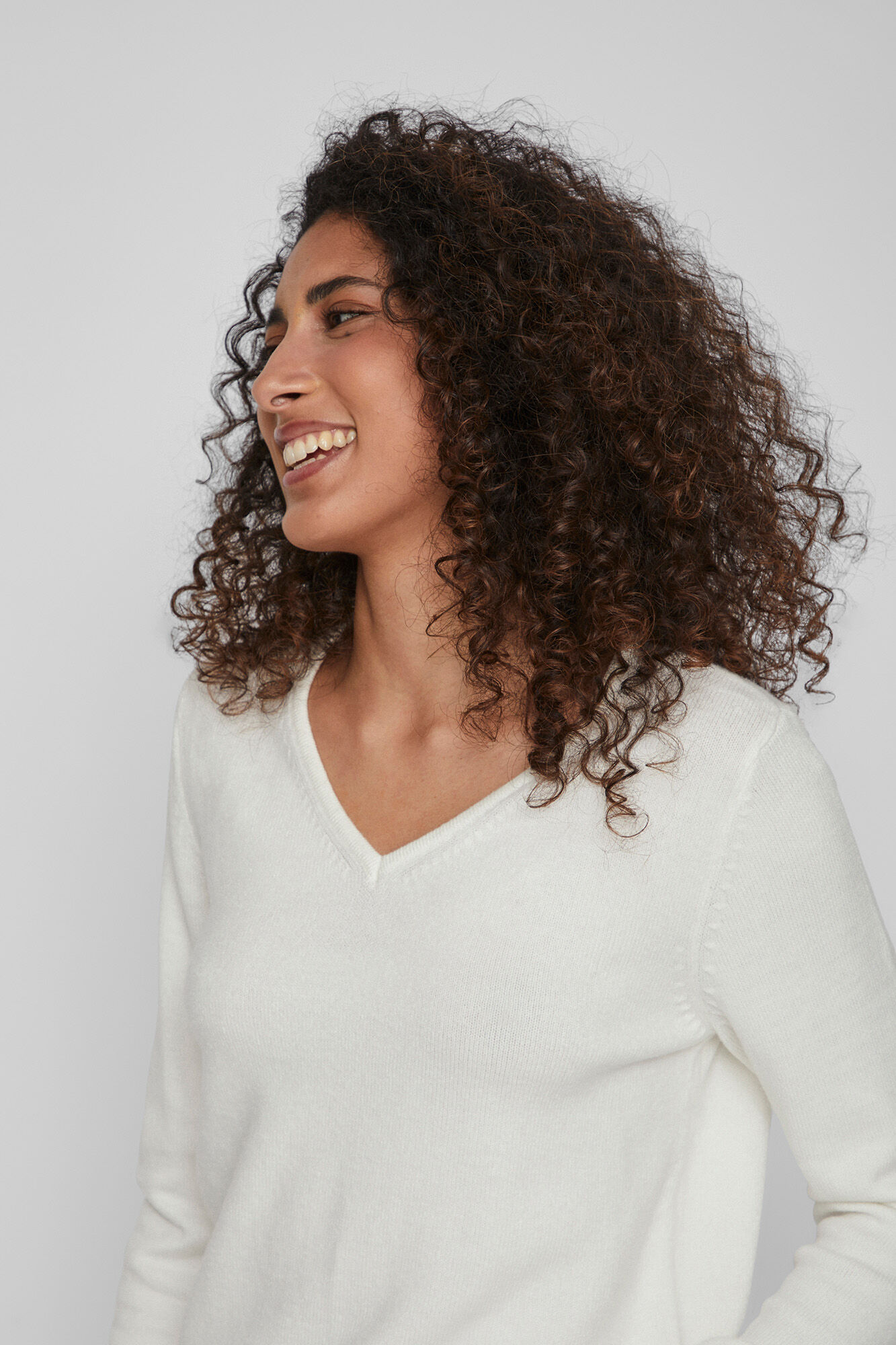 Vila Camisola de malha gola em V de viscose