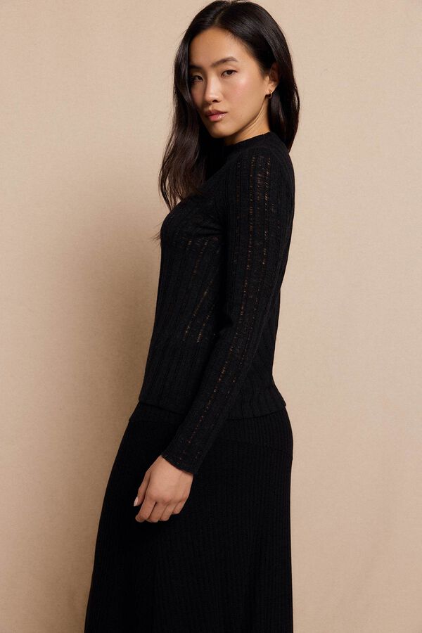 Slowlove Top punto estructura Negro