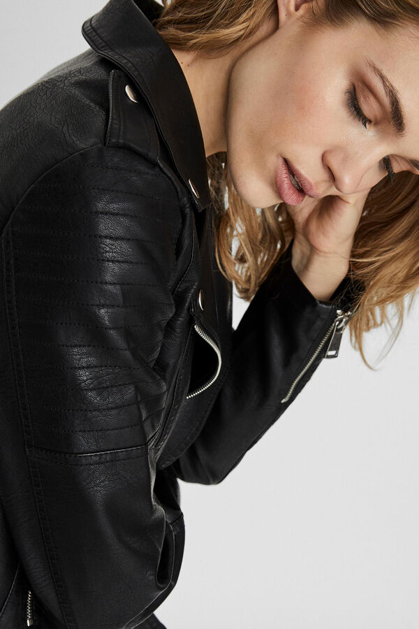 Vero Moda Faux leather biker jacket Black