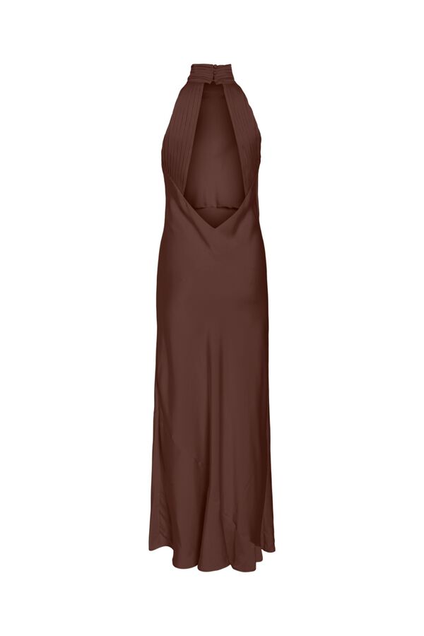 Vila Vestido largo cuello halter de fiesta Marr&oacute;n