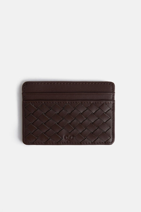 Silbon Braided leather card holder Black