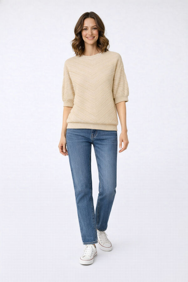 Vila Top de punto de algod&oacute;n org&aacute;nico Beige