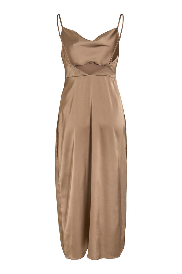 Vila Vestido midi satinado de fiesta Marr&oacute;n