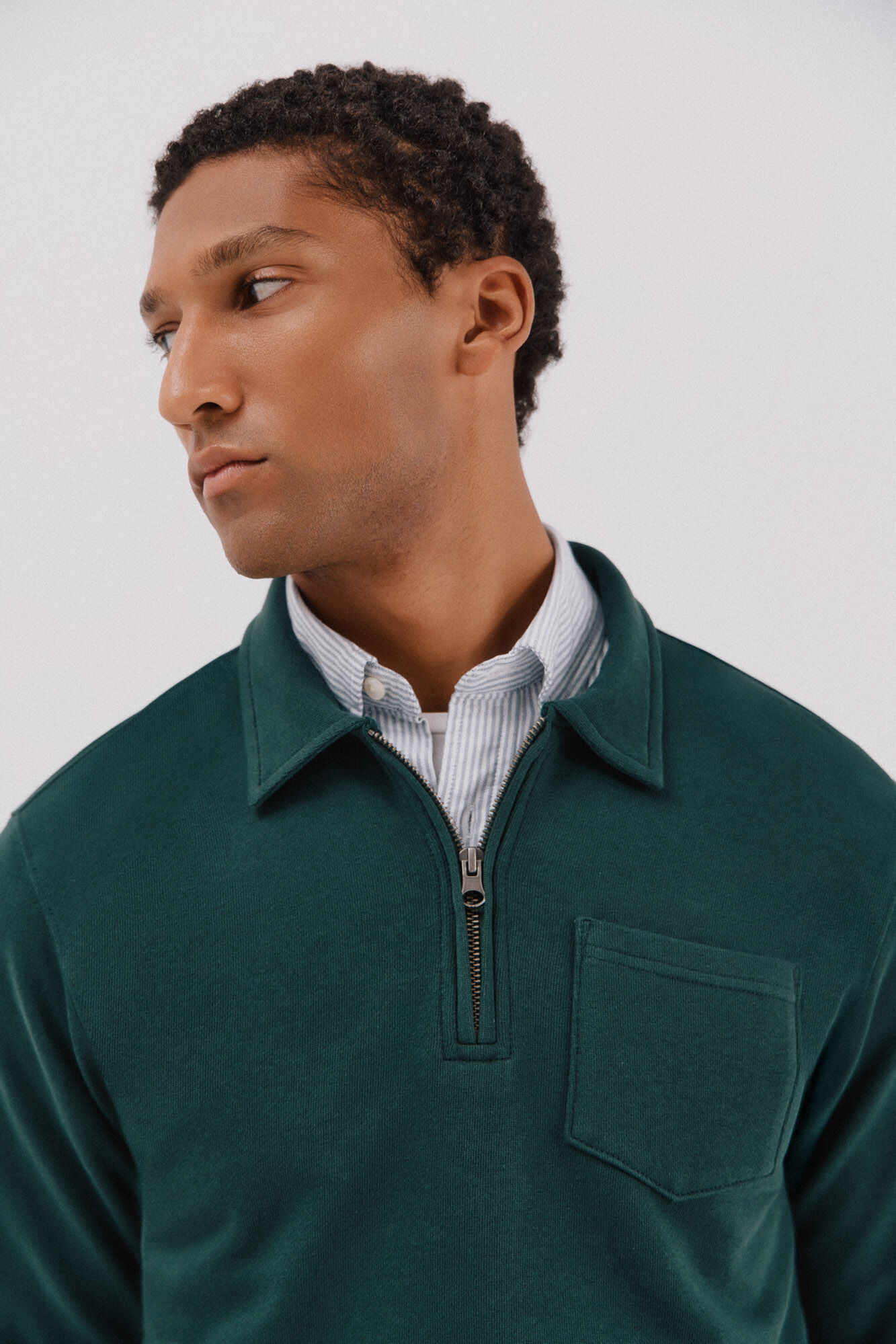 Cortefiel Sudadera cuello polo cremallera