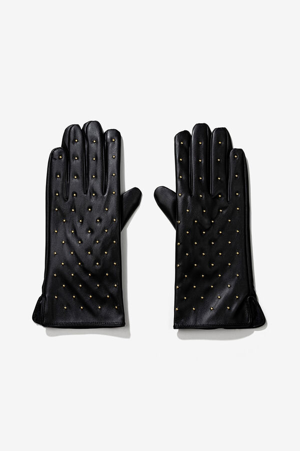 Vilanova Luvas com efeito de couro e tachas Preto