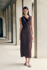 Vila Vestido midi satinado Brown