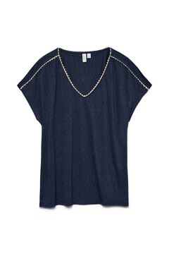 Vero Moda Curve T-shirt b&aacute;sica com gola em bico tamanho grande