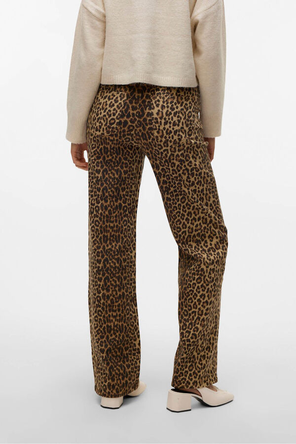 Vero Moda Pantal&oacute;n vaquero animal print Marr&oacute;n