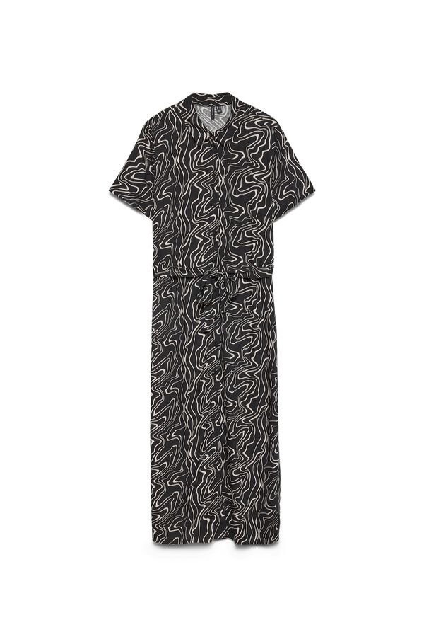 Vero Moda Vestido midi estampado de manga corta Negro