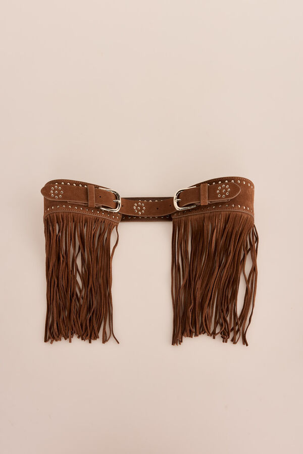 Slowlove Cinto de cintura alta com efeito pele Castanho