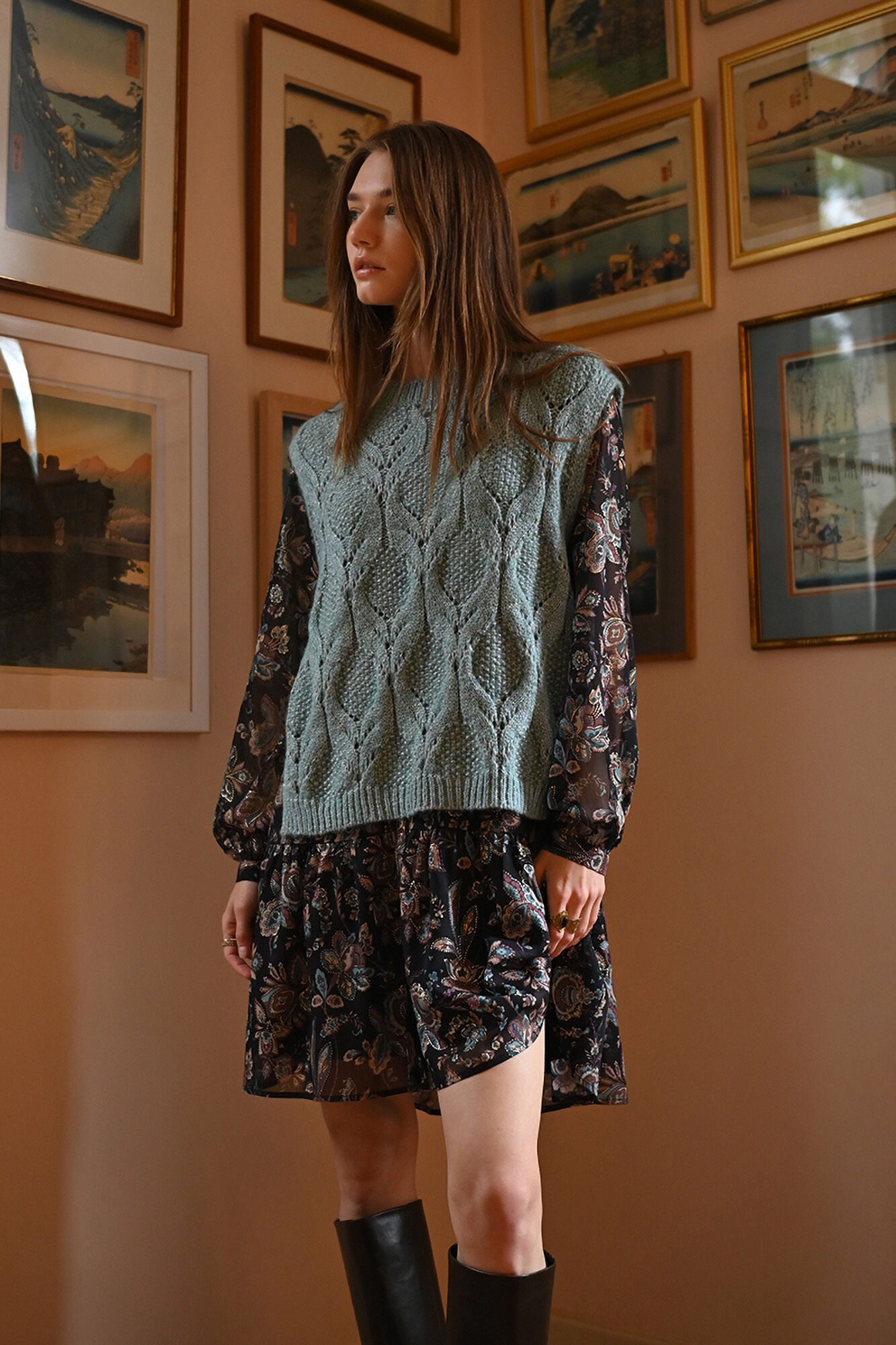 Molly Bracken Jersey de manga sisa detalle lazo