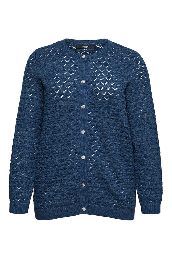 Vero Moda Curve Cardigan de punto calado talla grande Azul marino