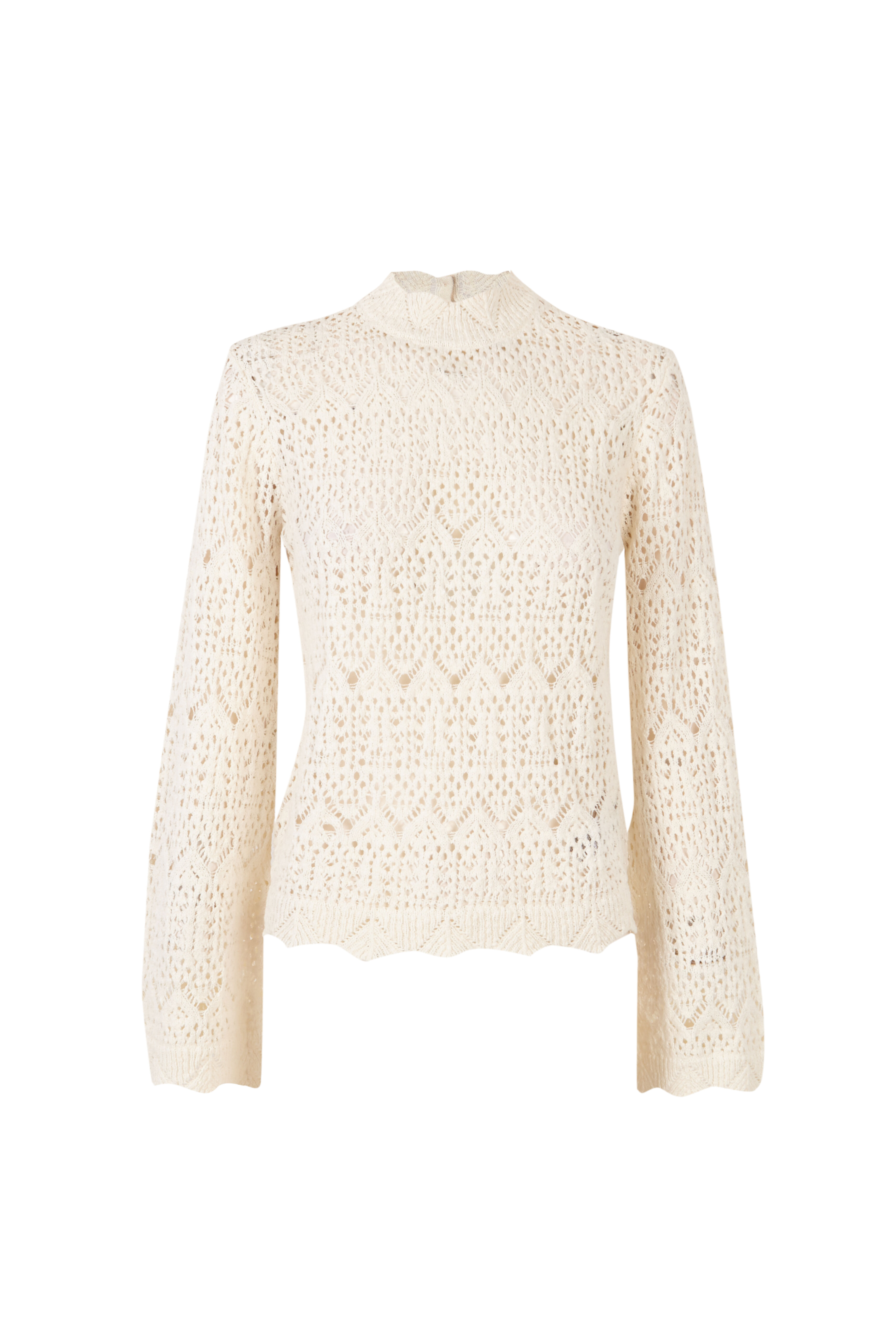 Slowlove Camisola de malha perfurada gola perkins
