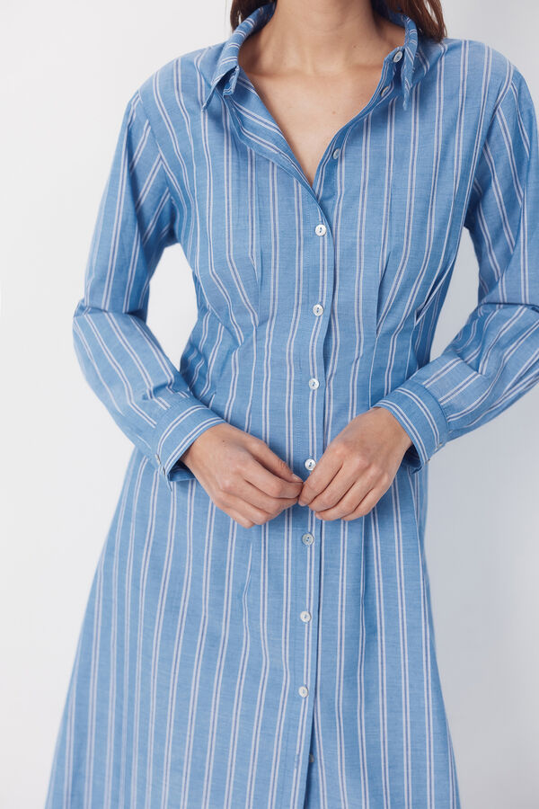 Cortefiel Vestido camisero rayas Estampado azul