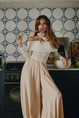 Slowlove Top decotado de lingerie Ecru