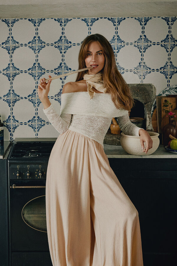 Slowlove Top decotado de lingerie Ecru