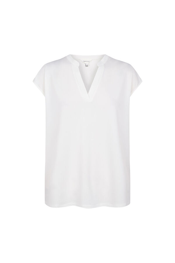 Cortefiel Camiseta b&aacute;sica cuello mao desmentido Blanco