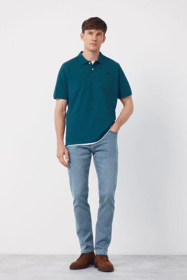 Cortefiel Polo b&aacute;sico piqu&eacute; Azul