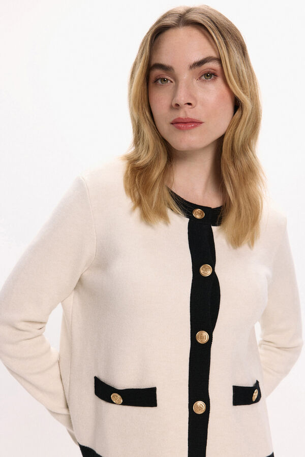 Vila C&aacute;rdigan de botones dorados con viscosa Blanco