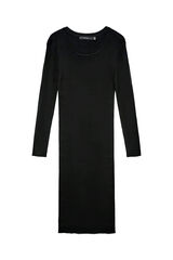 Vero Moda Vestido de punto midi de manga larga Black