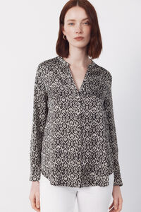 Cortefiel Camisa mandarim de cetim estampada