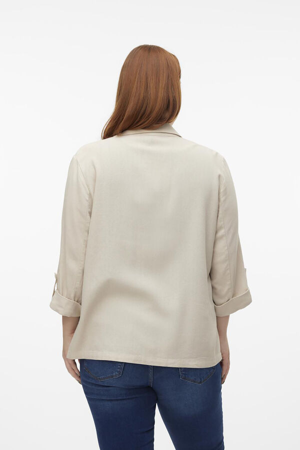 Vero Moda Curve Blazer de mujer abierta con solapa talla grande Beige