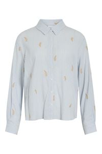 Vila Camisa com bordados de algod&atilde;o e viscose