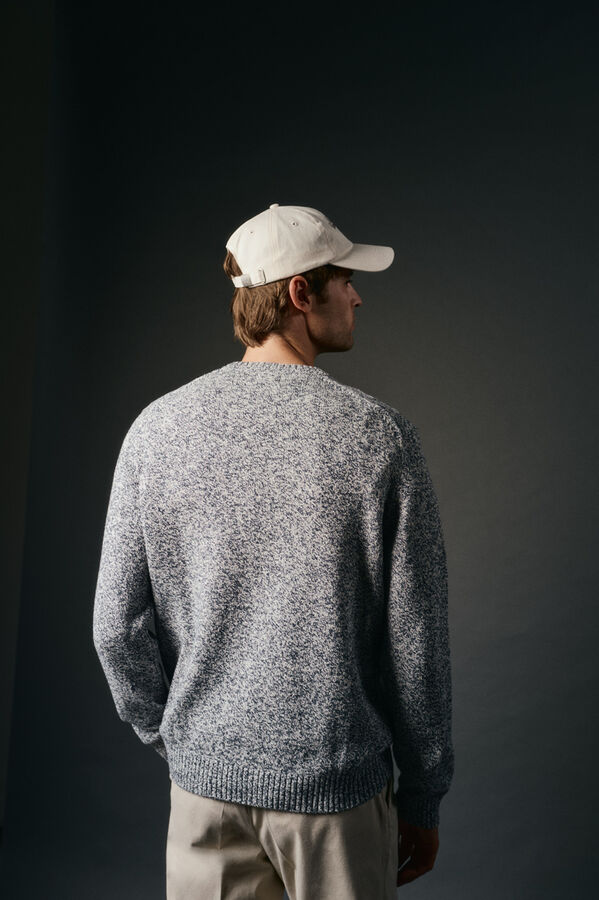 OOTO Su&eacute;ter de algod&atilde;o torcido com gola redonda Azul