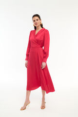 Vila Vestido midi cruzado satinado Rojo